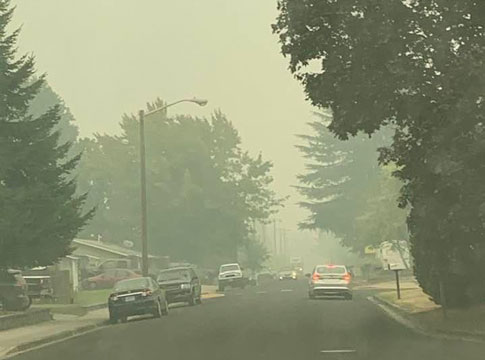 Smoke-filled Eugene street