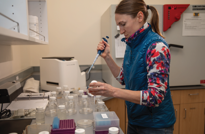 Michelle tests water quality samples