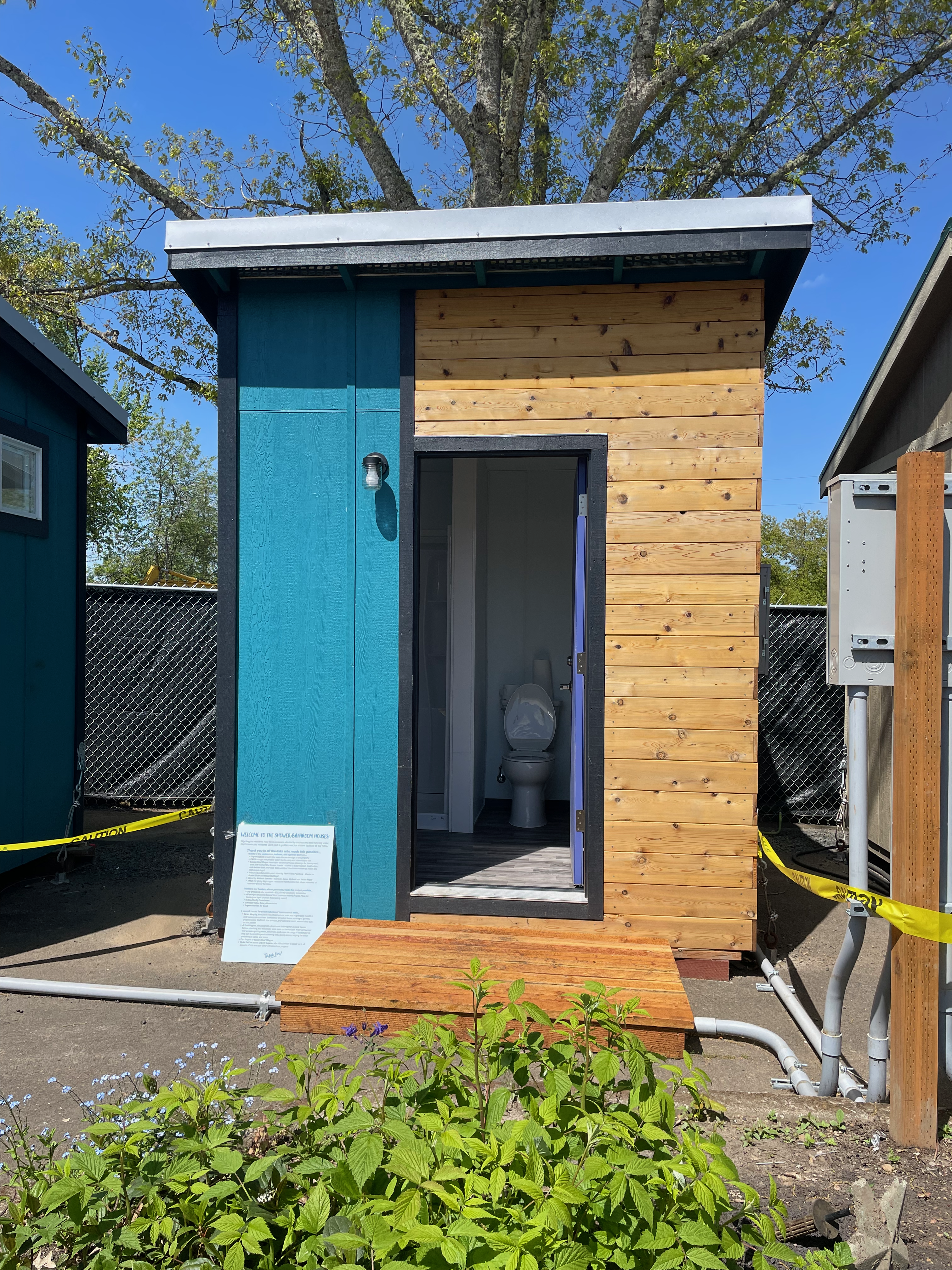 Nightingale Hosted Shelters installed two shower houses using EWEB provided water and electricity.