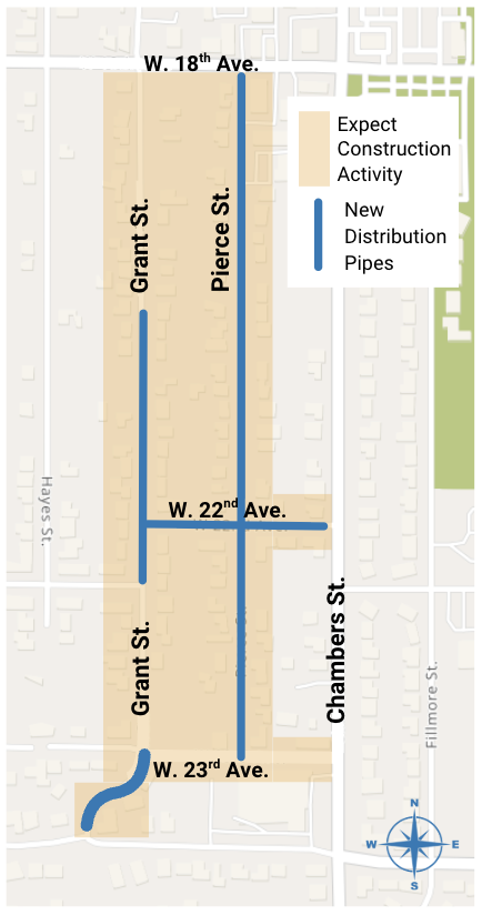 Grant St. and Pierce St. Pipeline Project Map
