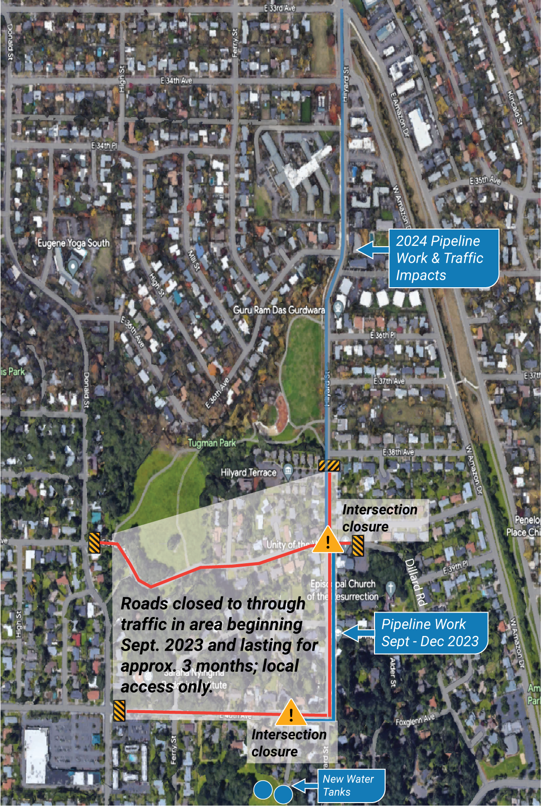 Map of hilyard road closures
