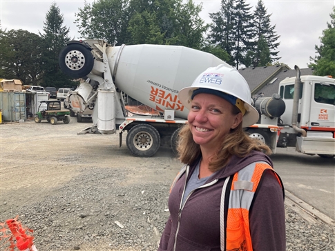 Water engineer onsite at EWEB's East 40th water storage construction site in Eugene.