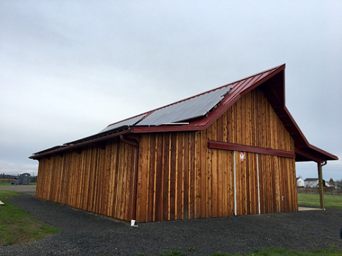 Solar panels on roof of barn