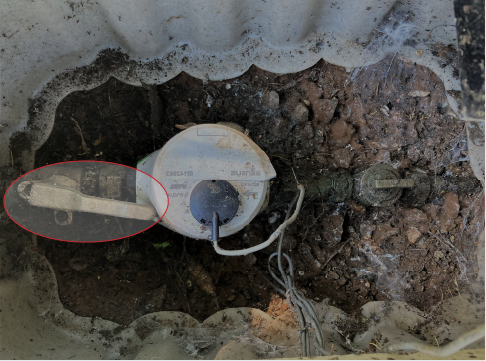 Inside a water meter box