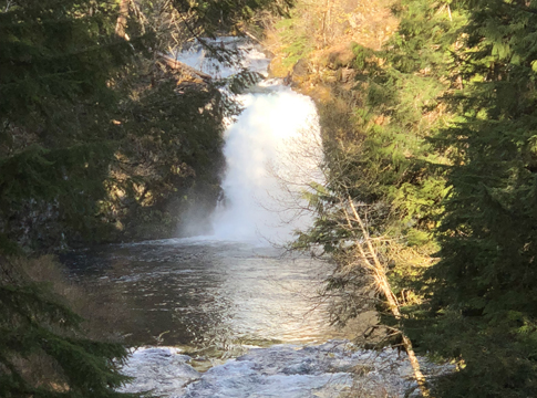 Tamolitch Falls flowing into Blue Pool on upper McKenzie River