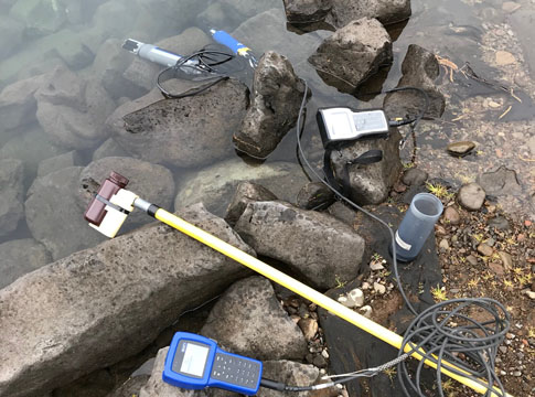 Water testing equipment at Cougar Reservoir