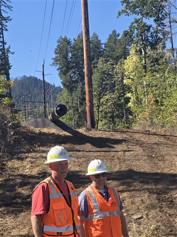 men in front of the project area
