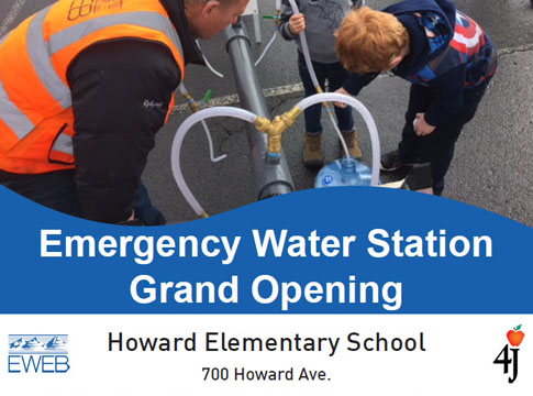 Children filling emergency water storage containers