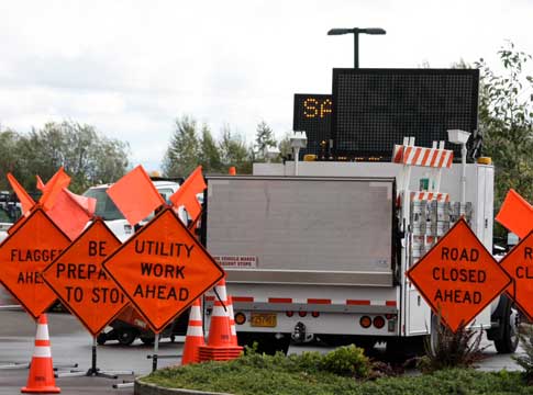 Stockpile of construction signs