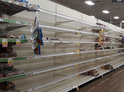 Empty grocery store shelves