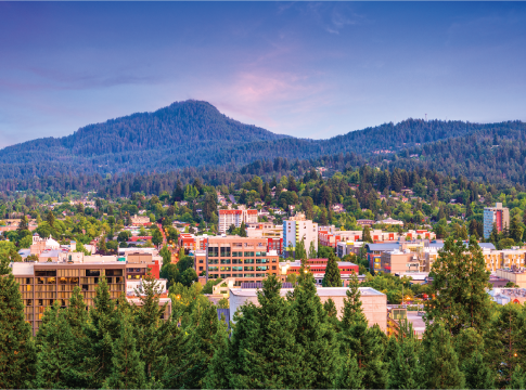 Eugene skyline and view of Spencer Butte