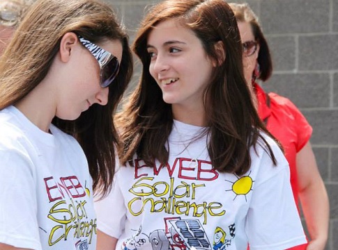 Picture of students at EWEB Solar Challenge event