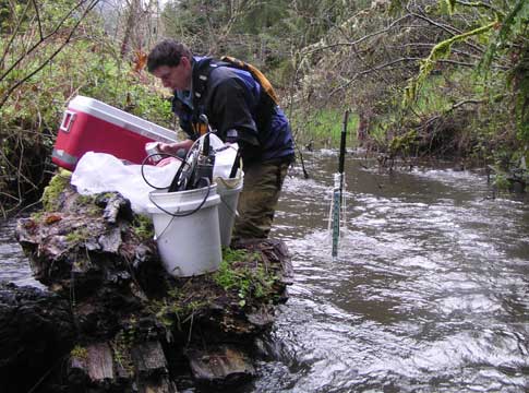 staff monitoring the river