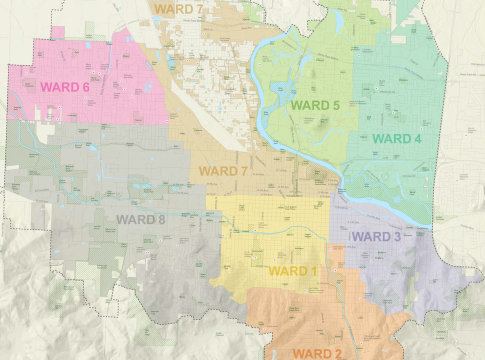 Partial map showing the City of Eugene wards.