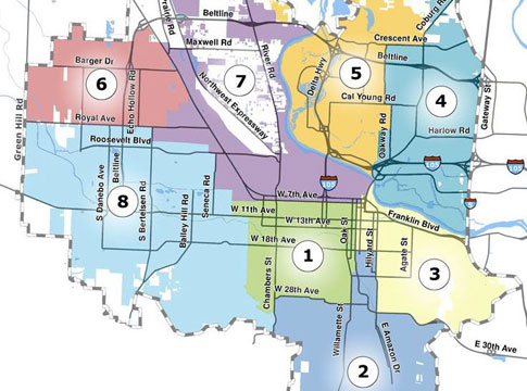 map of Eugene political wards