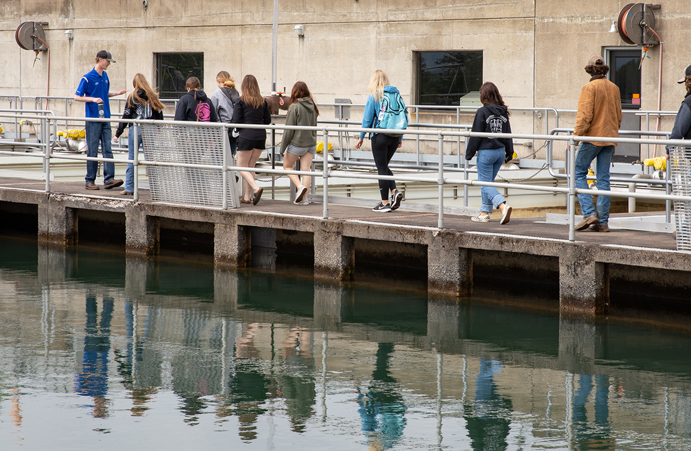 EWEB staff lead a tour of Hayden Bridge Water Treatment Plant