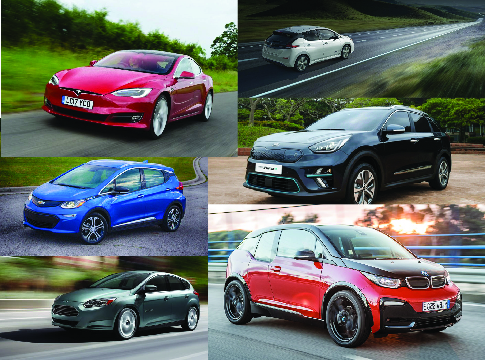 Collage of different models of electric cars