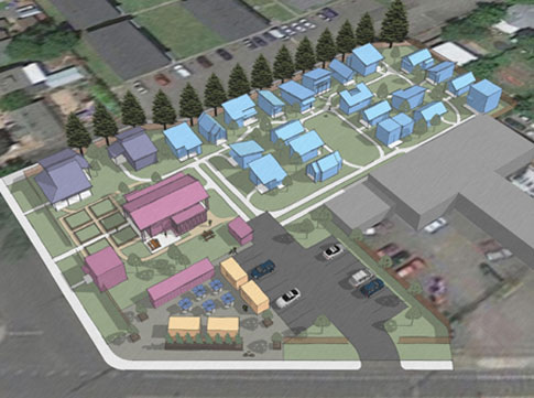Rendering of the Emerald Village Eugene project