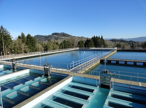 Settling basins at Hayden Bridge water treatment plant